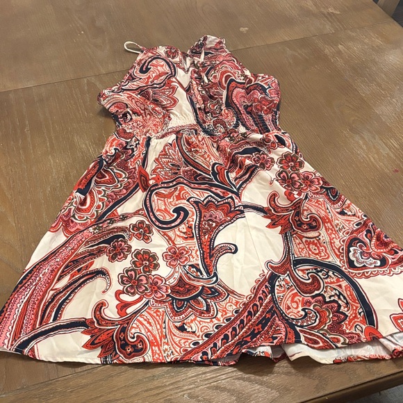 SHEIN Red and Blue Paisley Casual Dress - Picture 3 of 3